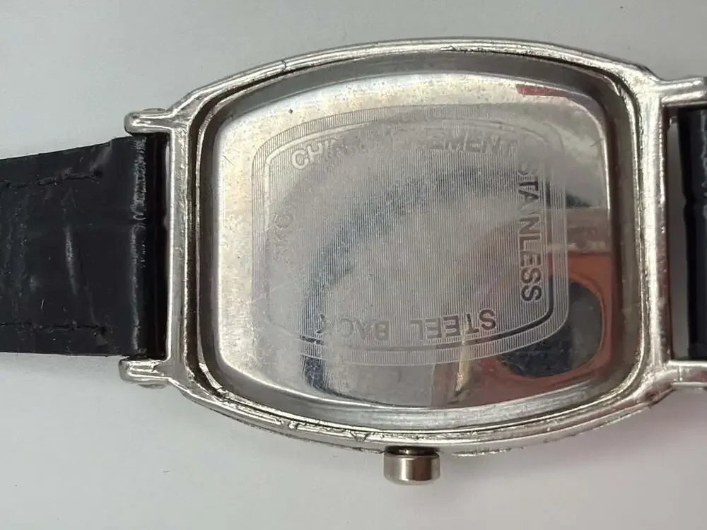 SKC Tonneau Case Quartz Women's Watch with Black Leather Strap